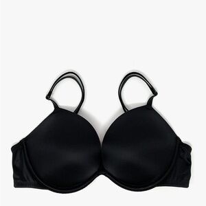 Push- Up bra with 36D cup enhancement, plain black.